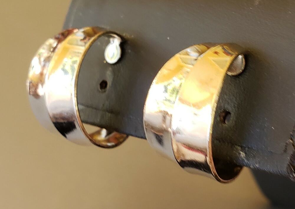 Vintage Mid-century Shiny Silver Clip-On Earrings, Chunky Hoop Earrings sc5